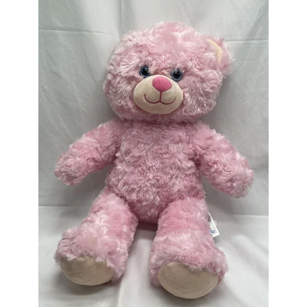 Build A Bear Pink Cuddles Teddy Heart Nose Swirly Fur Plush 16